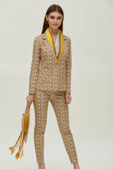 TAILORED PIQUÉ TROUSERS -EXCLUSIVE PRINT-